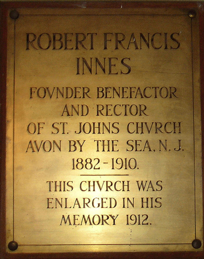 Plaque honoring the founding of St. John’s Episcopal Church